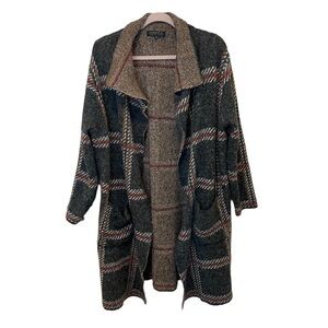 Joseph A Plaid Long Line Cardigan Sweater size M